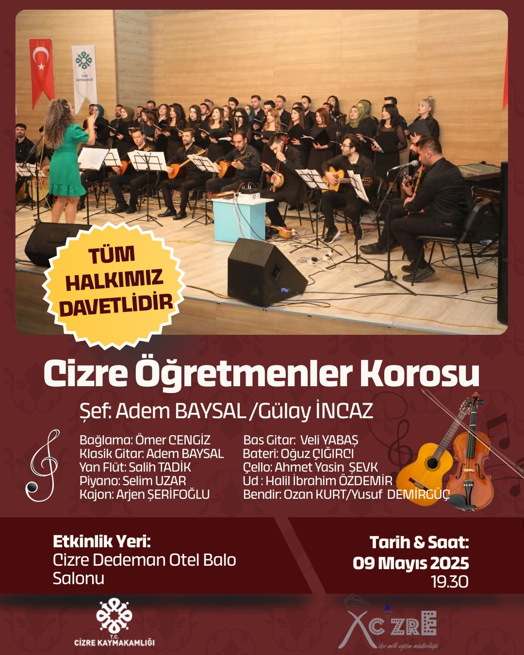 Cizre Öğretmenler Korosu, Anadolu’nun Seçkin Eserleriyle Müzikseverlerle buluşuyor.